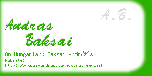 andras baksai business card